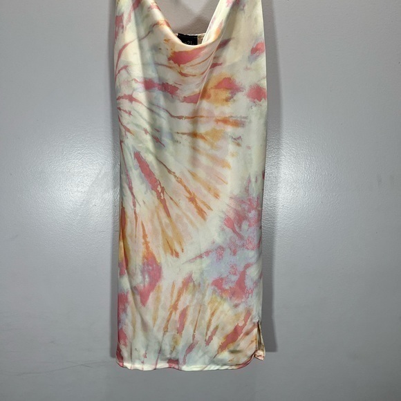 Rue 21 Women’s Pastel Pink Blue Tie Dye Print Satin Mini Slip Dress - Picture 4 of 11